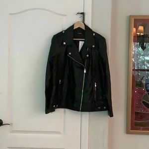 Black Evans Faux Leather Jacket - Size 14